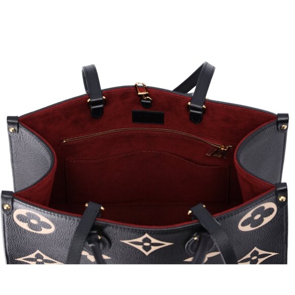 Louis Vuitton Empreinte Giant Monogram On The Go MM Shoulder Tote Black Beige - Picture 10 of 13